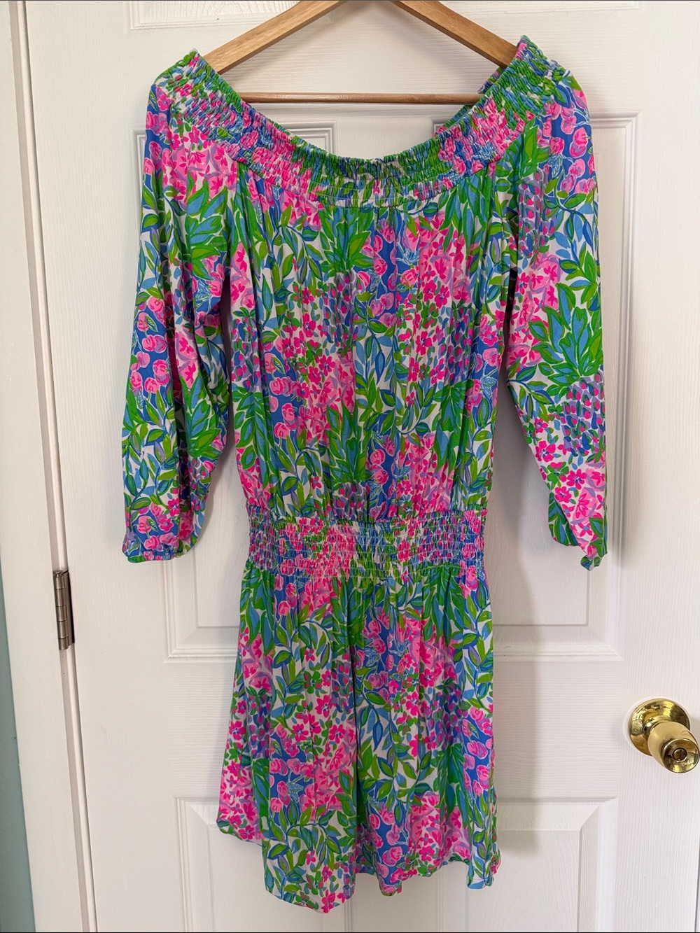 Lilly Pulitzer skirted romper pineapple and cherries print
